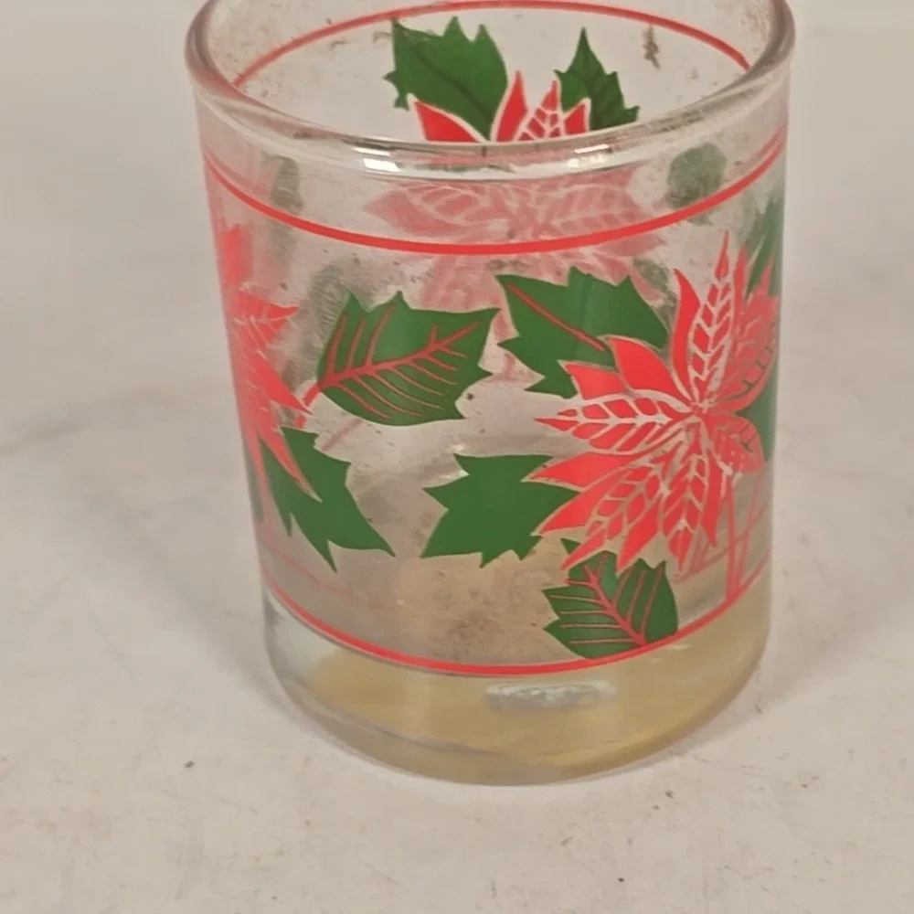 Anchor Hocking Pointsetta Shot Glass‎ Votive Candle Holder